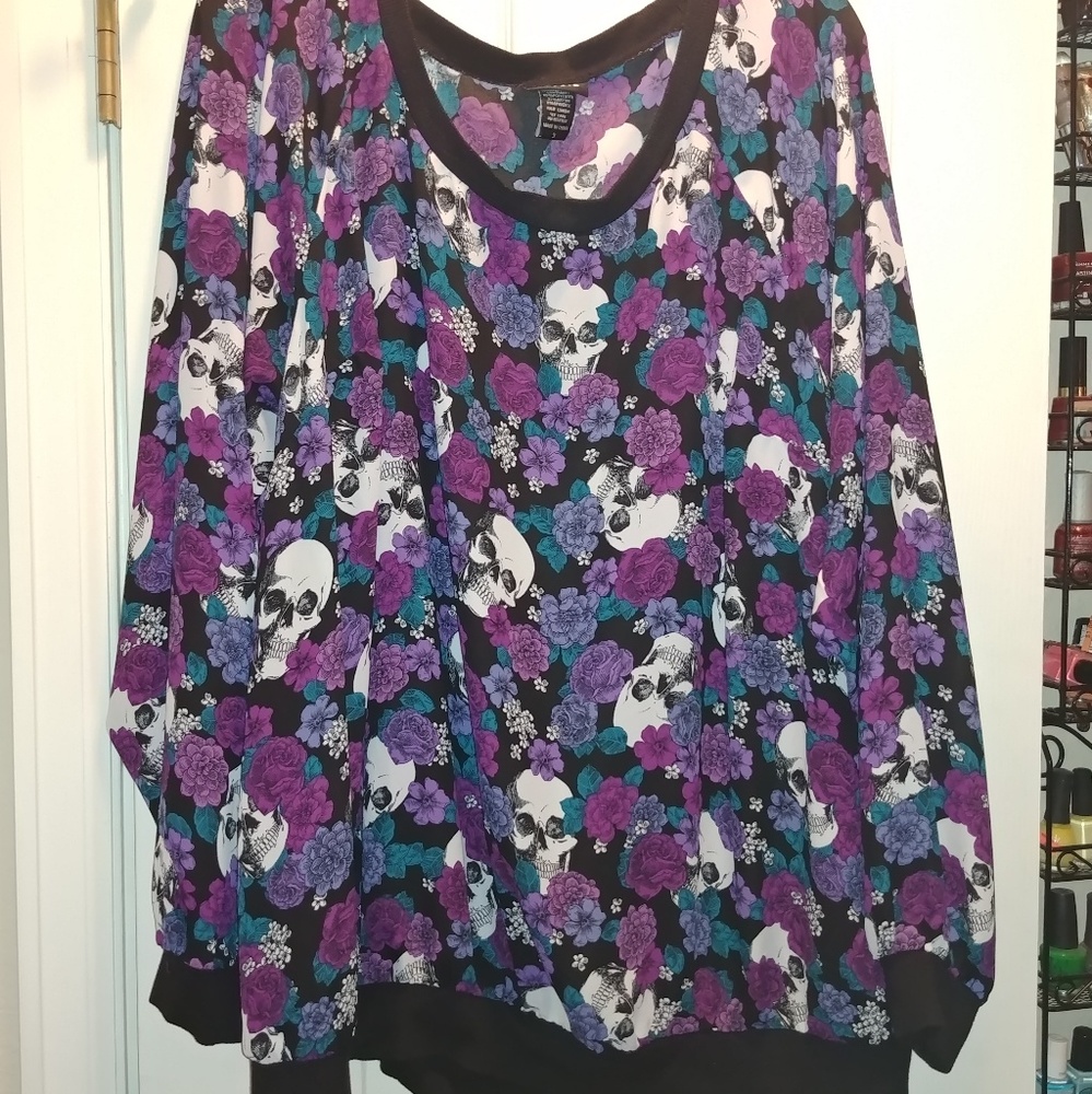 Purple Floral Skull Top